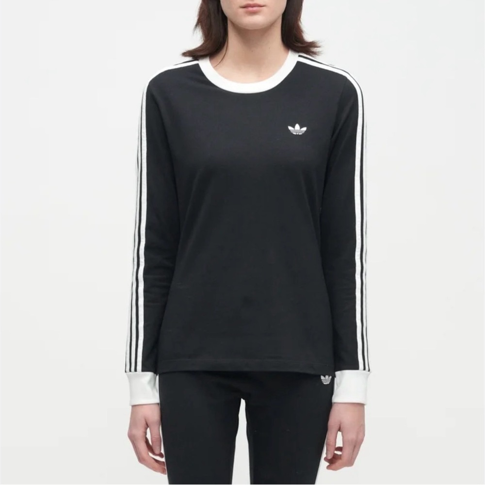 Adidas Originals Black Long Sleeve Crew tee with White 3 Stripes